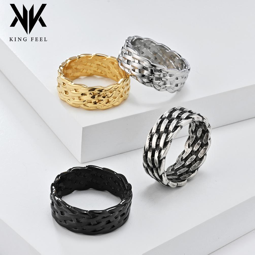 Cold Neutral Style European and American French Line Braided Titanium Steel Ring for Men and Women, High-end Fashion Wear Temperament Jewelry