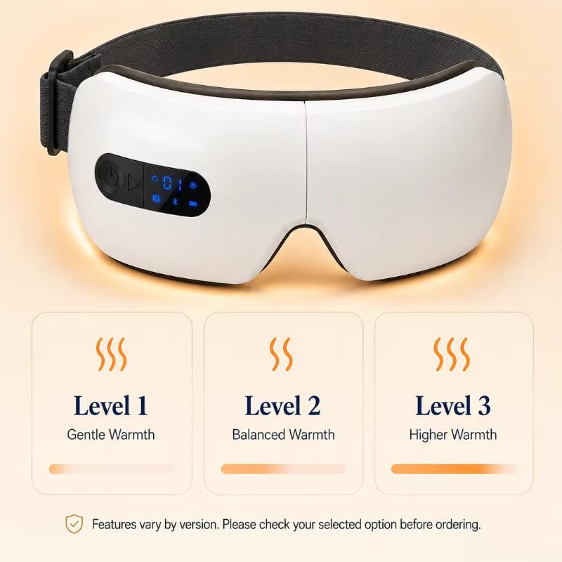 Smart Eye Massager with Heat Compression Vibration Massage Foldable Eye Care Device 1200mAh Rechargeable Eye Relaxation Mask 3 Levels of Hot Compress