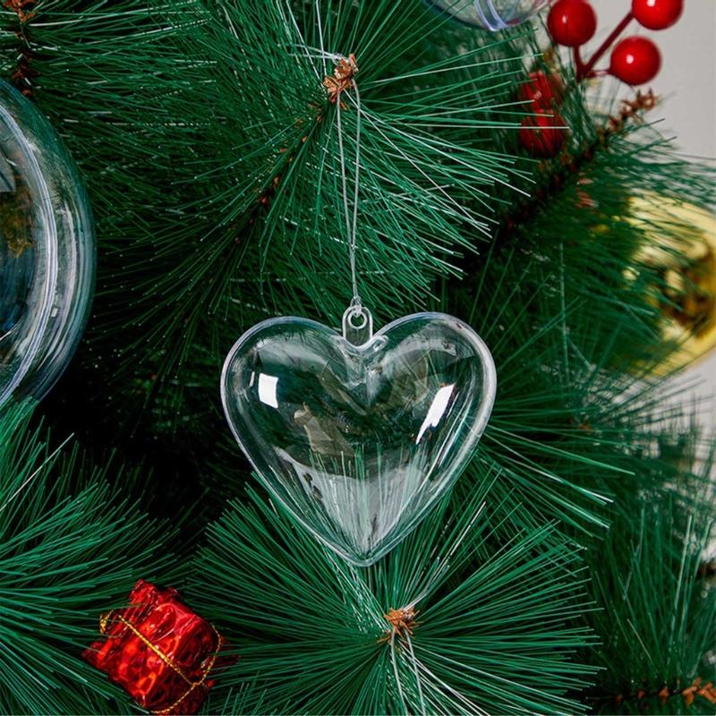 Sada 6 čirých průhledných plastových plnitelných ozdob Vánoční stromek Koule Dekorace Festival Závěsné doplňky