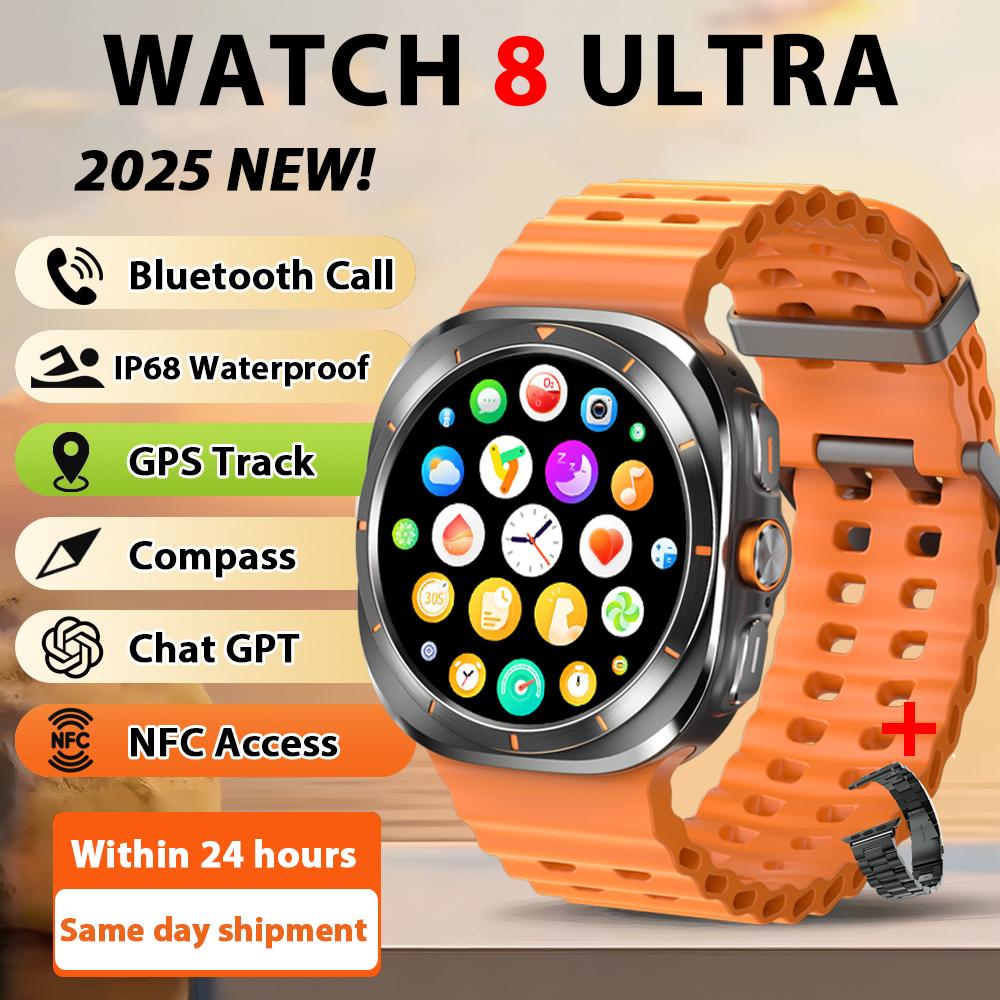 2025 New Watch8 Ultra Smart Watch Classic NFC Health Monitoring  Bluetooth Call 3ATM Waterproof HD Smartwatch For IOS Android