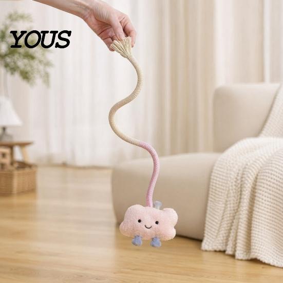 Silent Cat Play Toy Cotton Rope Toy, Plush Cloud Carrot Cheese Chew Stuffed Crocodile for Indoor Cats Teething Relief, Interactive Woven