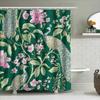 Peacock Floral Green Bath Mat Shower Curtain Decorative Home Textile Waterproof Decoration for Bathroom Pink Flowers Pattern 3D