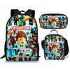 Roblox Retro Cartoon Backpack Set - Trendy 3-Piece Schoolbag for Kids