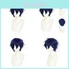 Cos Deep Blue Short Wavy Wig For Role Play And Costume Parties