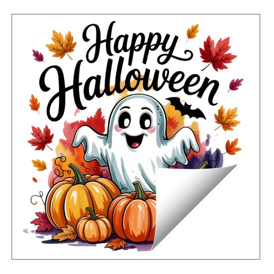 Creative Halloween Gift Ideas Static Window Clings, Watercolor Pumpkin Ghost Skull Decals, No Large Decals for Parties Glue Glass Stickers Living Room