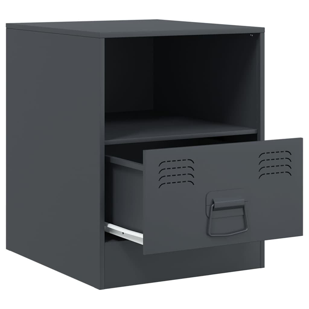 Vidaxl Szafka Nocna, Antracytowa, 34,5X39X44 Cm, Stal