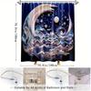 1pc Artistic Night Sky Shower Curtain - Polyester Fabric 70x70 Inches, Machine Washable Bathroom Decor with Hooks, Celestial Mou
