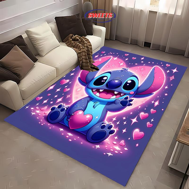 NO.5 Disney Lilo & Stitch Theme Carpet! Bedroom Living Room Bed Mat, Non-slip Exquisite Home Decor, Durable Machine Washable Rug