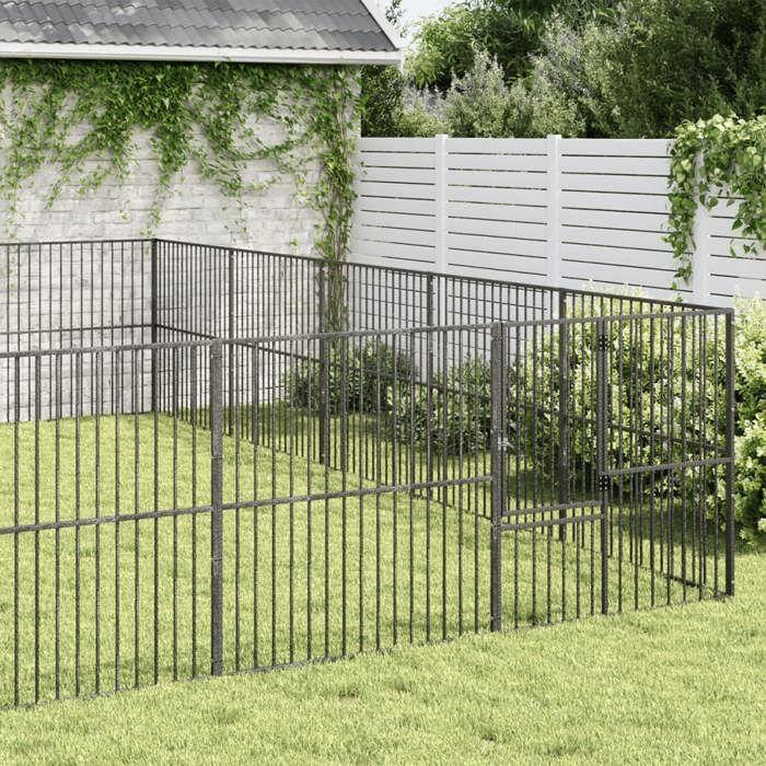 VidaXL Parc pour Chien 20 Panneaux, Cage pour Chien avec Porte, Enclos pour Chiens, Maison pour Animaux de Compagnie, Noir 3209560