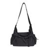 New trendy versatile drawstring pleated dumpling bag large capacity literary and leisure plaid shoulder messenger bag