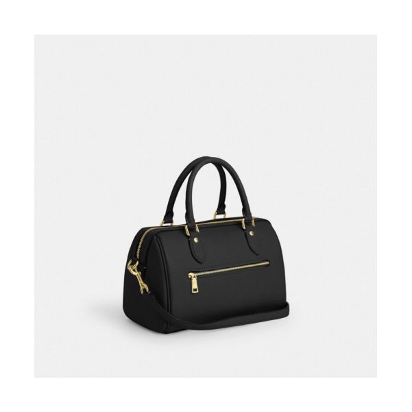 Coach Rowan 26 Brand Logo Adjustable Shoulder Strap Pebble Leather Shoulder Crossbody Tote Bag Medium Women Handbags Black CV962-IMBLK