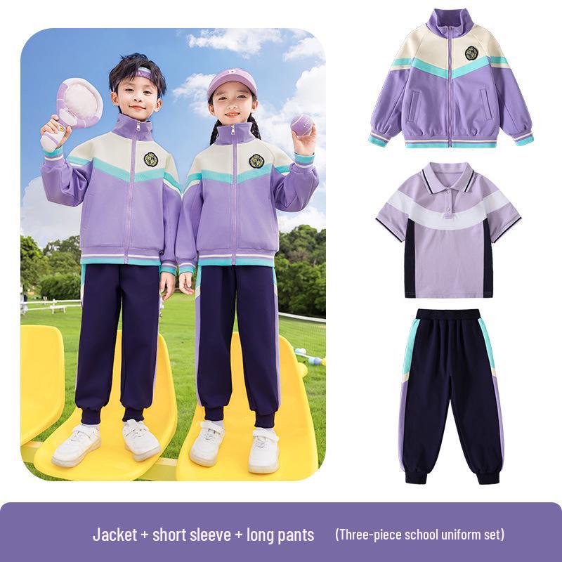 Girls' Kindergarten Academic Style Uniform: Spring/Autumn Three-Piece Set for Primary School Students - Performance & Sportswear