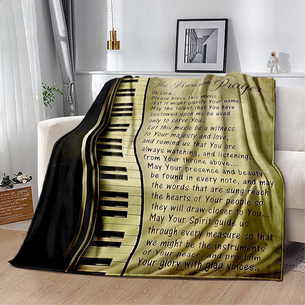 Music Notes Harmony Flannel Blanket-Soft and Suitable for Sofas,Beds,Offices,Travel,All Seasons,Great Gift for Holidays and Birthdays.