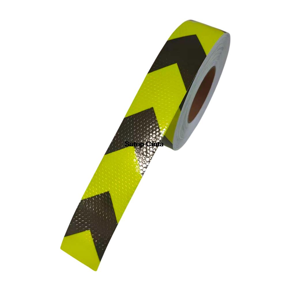 5cm*25m Arrow Reflective Safety Tape Fluorescent-Yellow-Black Reflectors Sticker Waterproof Outdoor Conspicuity Film For Vehicle