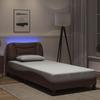 VidaXL Bed Frames with LED Lights, Upholstered Bed, Single Bed, Indoor Bedroom Adult Bed, Modern, Brown 3213908