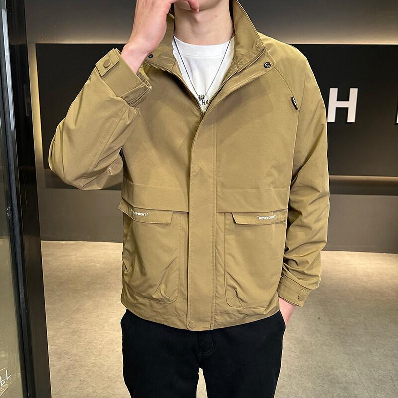 Factory Direct Sales Original Quality Men'S Versatile Casual Jacket Thin Simple Stand-Up Collar Jacket Trendy Brand Contrasting Color Korean Version