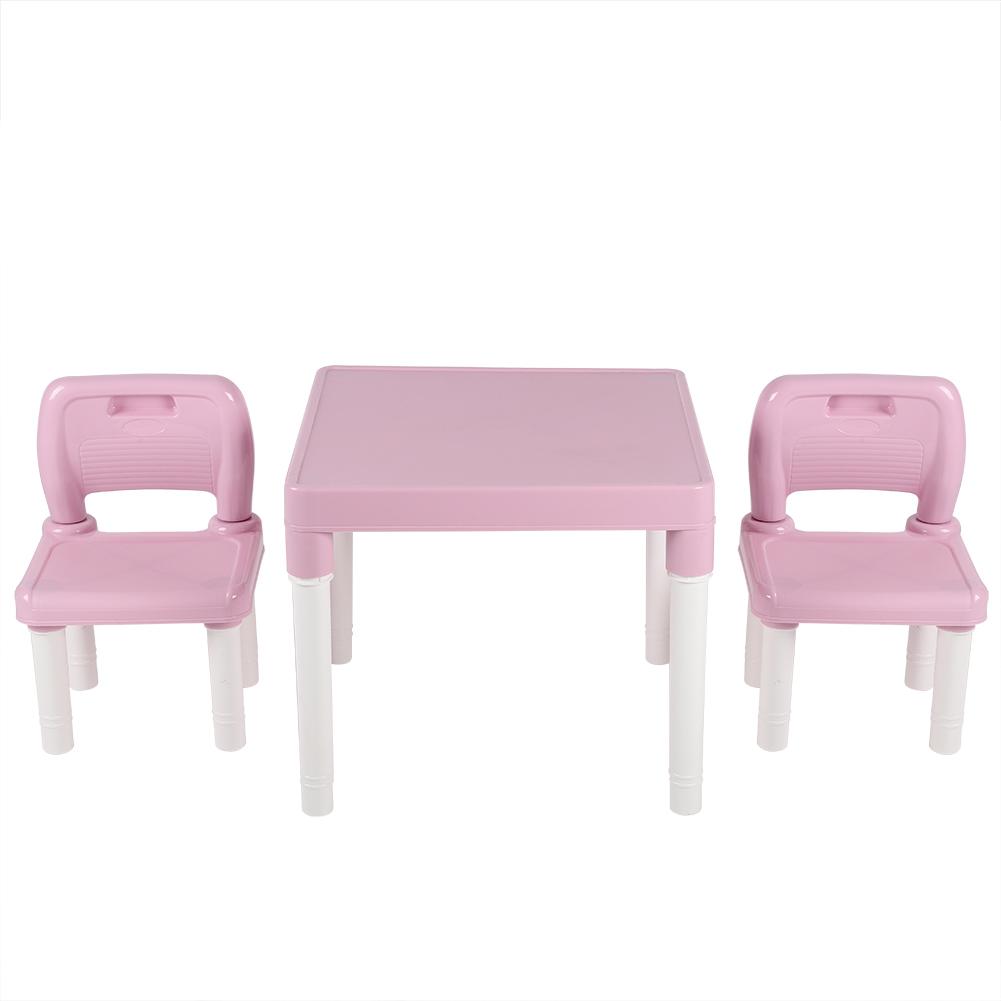 Childrens Kids Plastic Table Chair Set Lrning Studying Desk for Home Kindergarten Blue Green