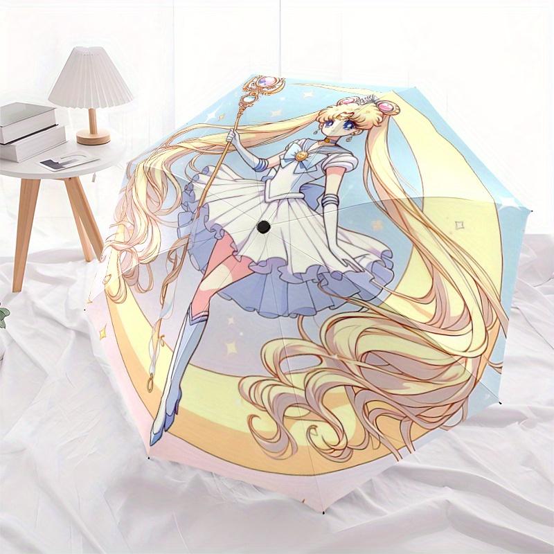 

1pc Sailor Moon Automatic Open/CloseUmbrella-CuteUmbrella with Cute Design, Portable 3-Fold Compact Umbrella for Men & Women, Valentine s Day Mother s