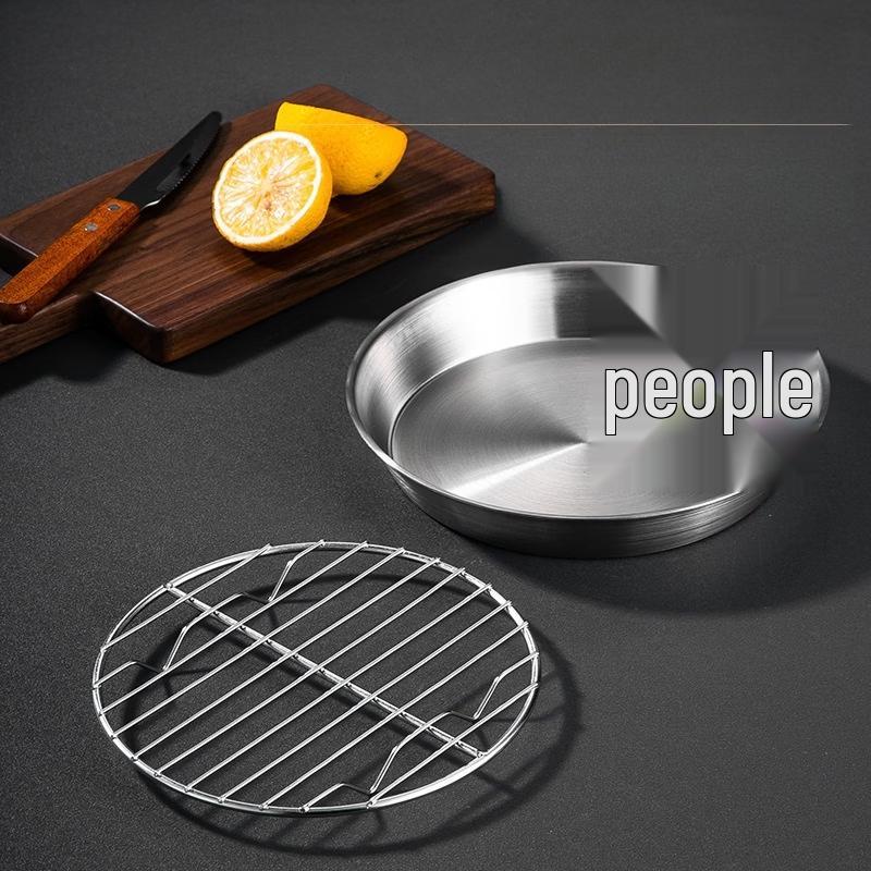 ZISIZ Piatto Rotondo in Acciaio Inossidabile da 20 cm per Grigliata BBQ con 3 Scomparti