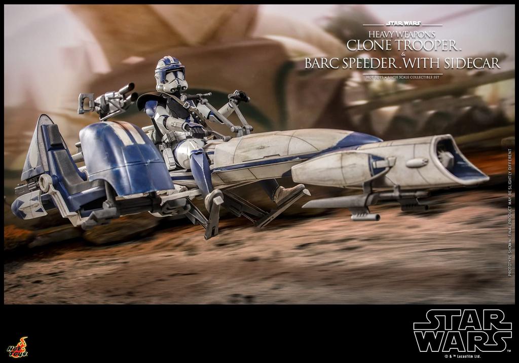 TV Masterpiece Star Wars: The Clone Wars Heavy Weapon Clone Trooper & BARC Speeder (with Sidecar) 1/6 Scale Figure, White, TMS077