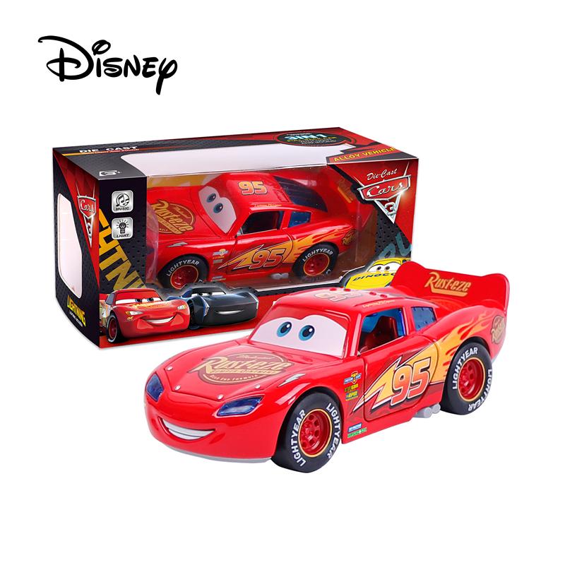 Disney Pixar Carros Relâmpago McQueen Edição Som e Luz Carro de fricção de porta dupla 1:32 Veículos Diecast Carro de Liga Brinquedos Presentes
