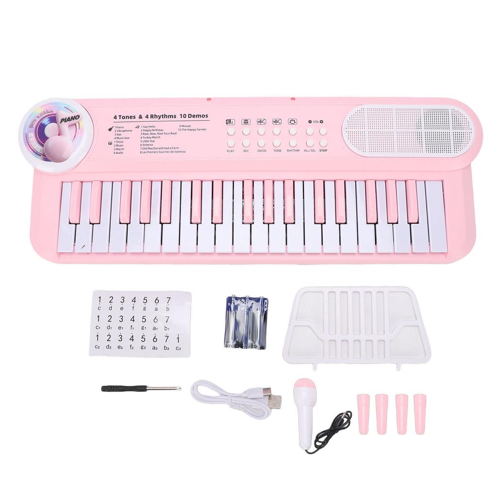 37 Keys Kids Key Piano Digital Electric Piano Keyboard with Microphone Multiple Sounds Rhythms for Beginners