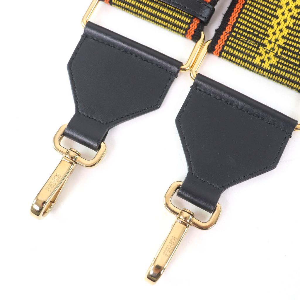 Great FENDI Shoulder Strap Strap You Logo-print Leather Multicolor Women 8AV386 Used