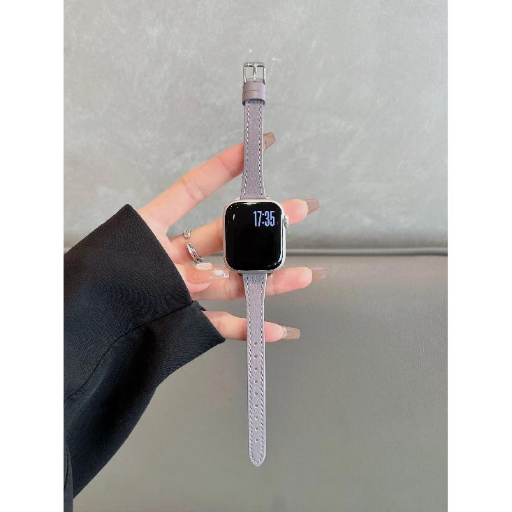 

New Leather loop For Apple Watch band women Series 10/9/8/7/6/5/4/3/1 SE 38mm 40mm 41mm 42mm 44mm 45mm 42mm44mm45mm46mm49mm фіолетовий