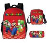 Set Zaino Cartone Animato Mario 3-in-1 Zaino per Studente per Laptop Borsa a Spalla Astuccio Zaino Scolastico per Bambini