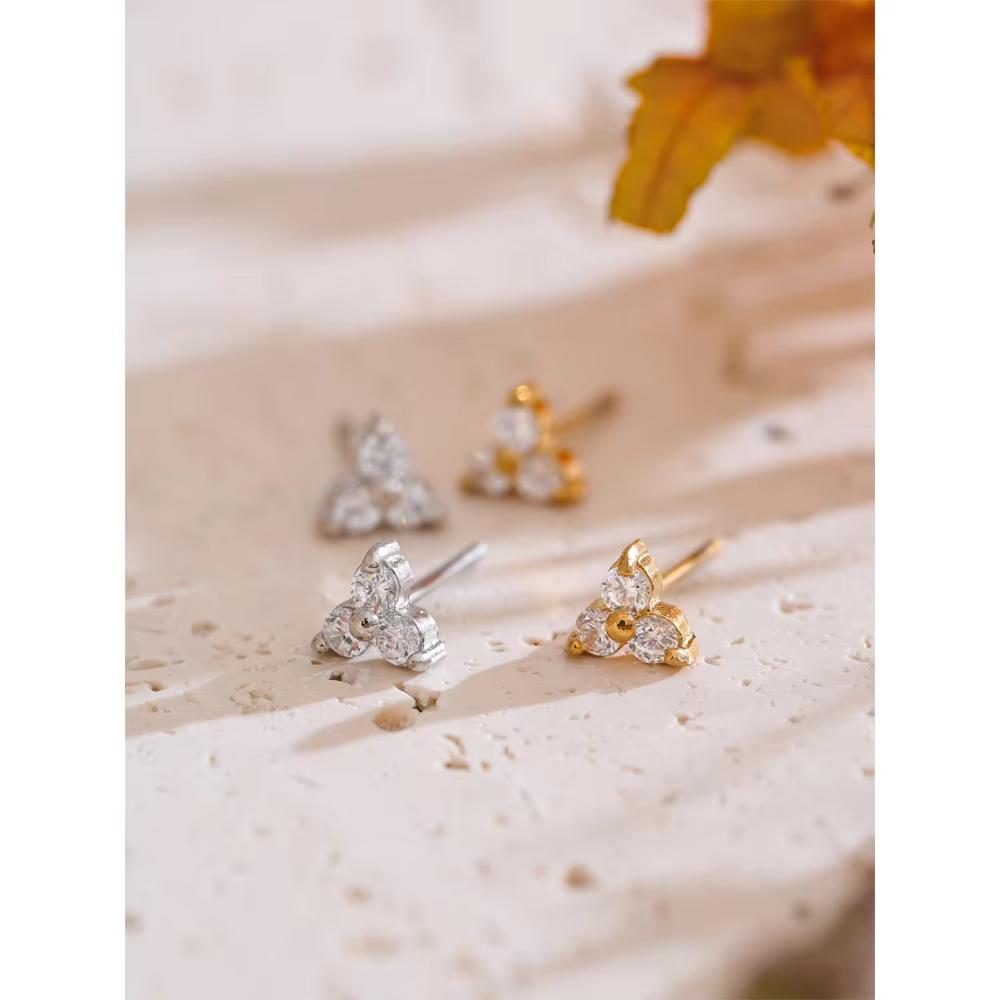 Yhpup High-Grade Shiny Zirconia Flower Chain Bracelet Bangle Necklace Earrings Gold & Platinum PVD Plated Premium Jewelry Gift