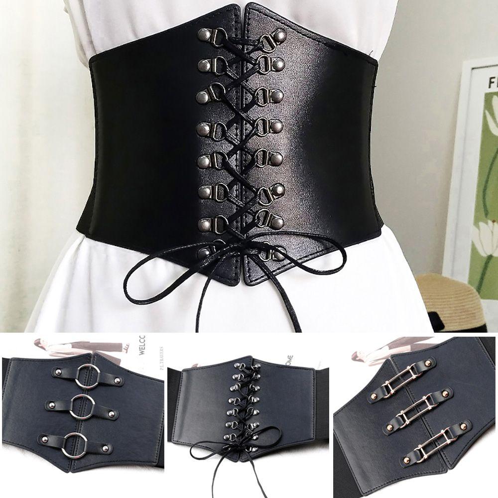 Supplies Women Accessories Corset PU Leather Waistband Wide Waist Belt Elastic Buckle Girdle