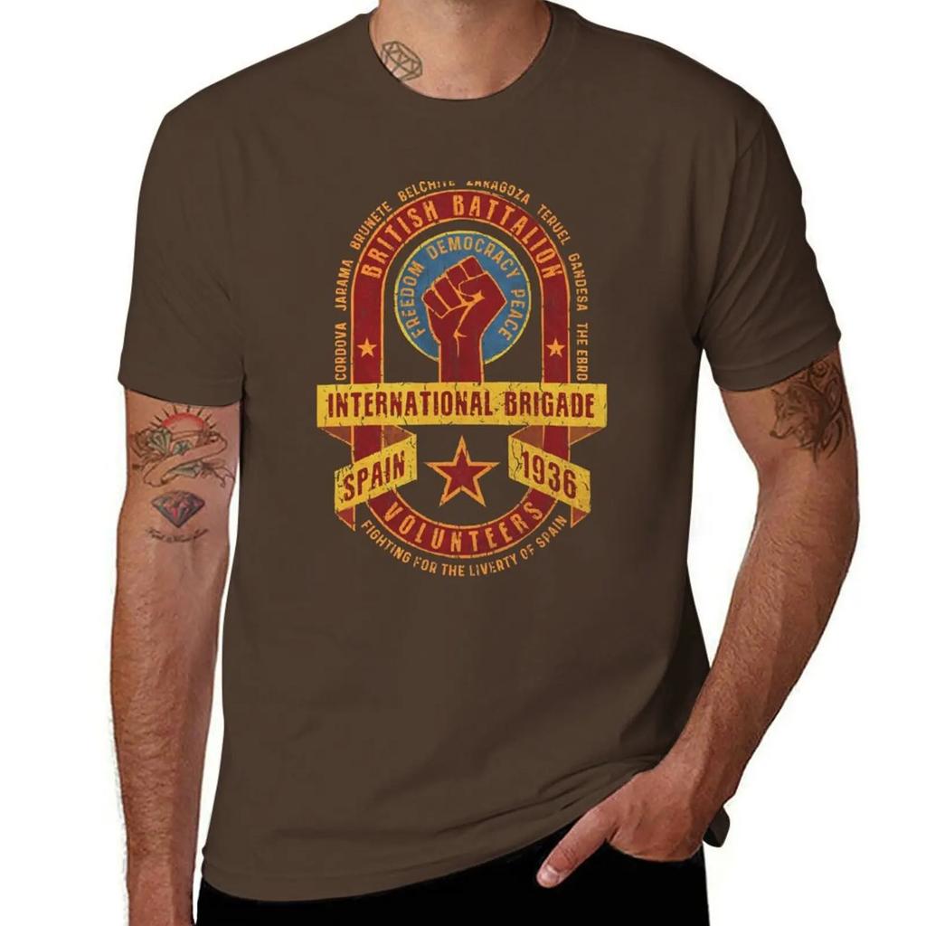 International Brigade - British Battalion T-shirt for a boy customs oversizeds quick-drying designer t shirt men