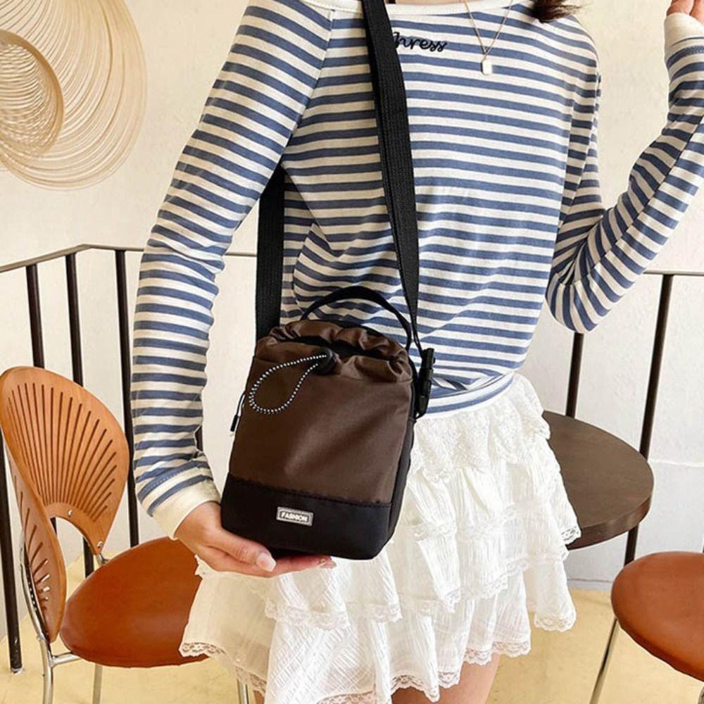 Nylon Phone Bag Lightweight Women Crossbody Bag Leisure Drawstring Shoulder Bag  Daily