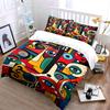 Abstract colorful faces with eyes Bedding Set for Kids Luxury Gift 3pcs Digital Print Comforter Set Soft Comfortable Breathable
