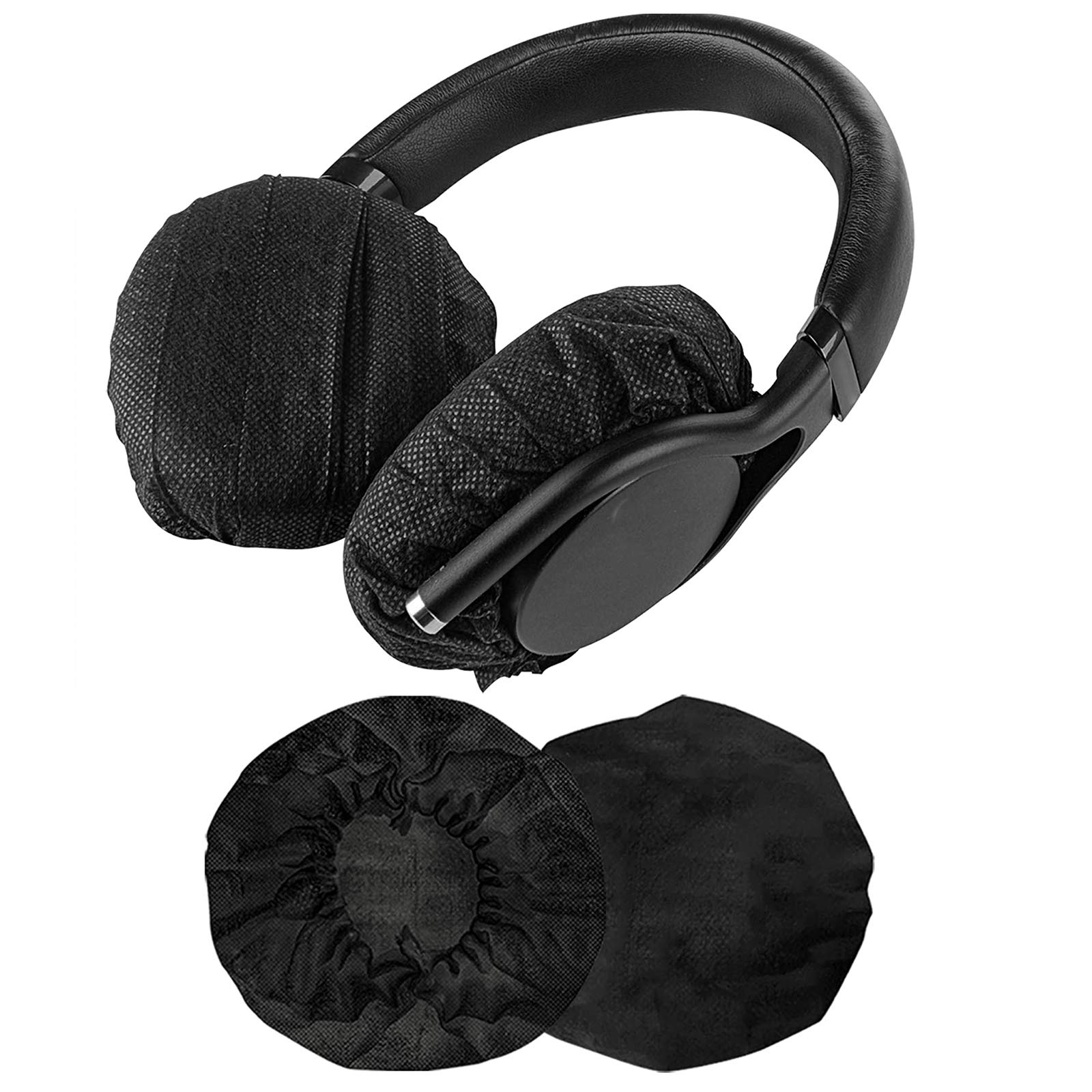 

200 pieces of multicolored nonwoven fabric ear and dustproof ear pad covers for and large headphone headsets 10cm (100 pairs) antibacterial, чорний