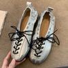 Modische durchbrochene Netz-Zehenteiler-Damen-Tabi-Ballerinas Sommer Bequem Gehen Faule Mokassins Freizeit Mädchen Tanzschuh