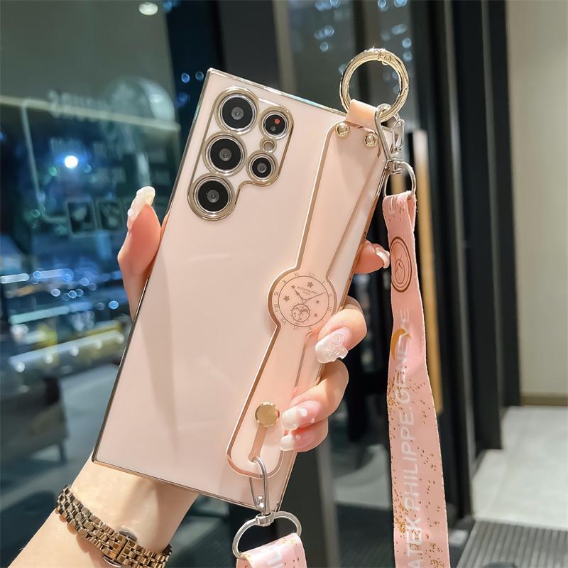 Plätering Klocka Armband Telefonhållare Crossbody Fodral För iphone 14 13 12 11 Pro max/Samsung S22 S21 S23 Ultra A13 A23 A33 A53 A12 A22 A32 A52 A14 A54