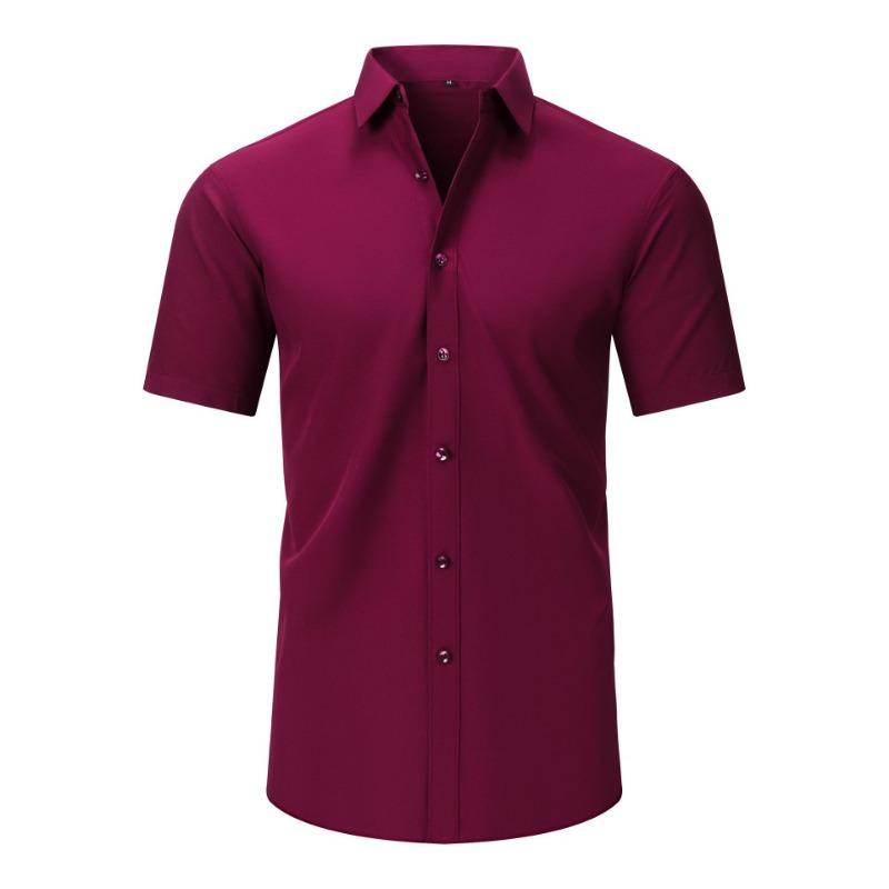 Heren Kortmouwig Effen Non-Iron Kreukvrij Grote Maat Business Casual Overhemd