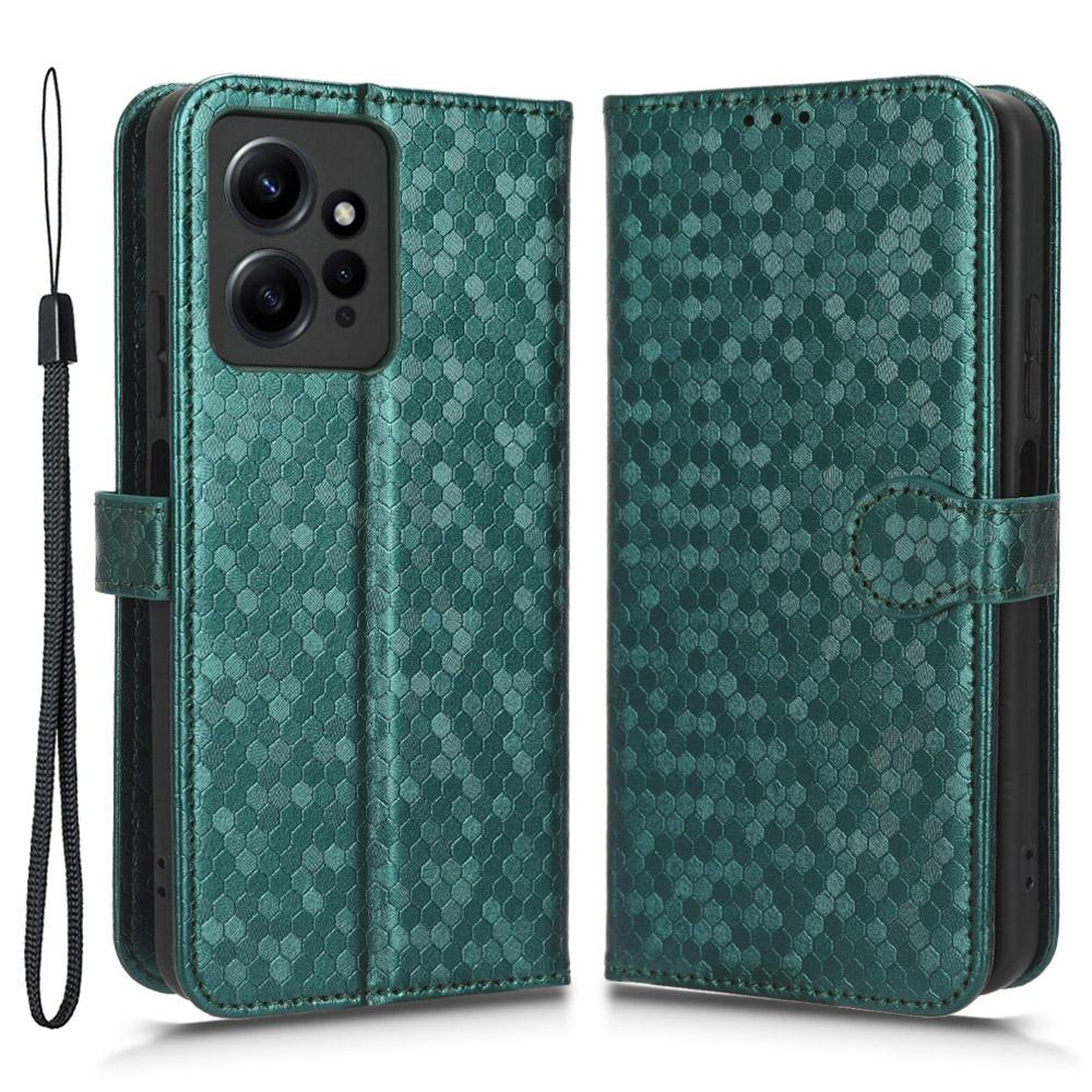 

For Xiaomi Redmi Note 12 4G Phone Case Dot Pattern Imprinted PU Leather Cover with Stand Wallet Green