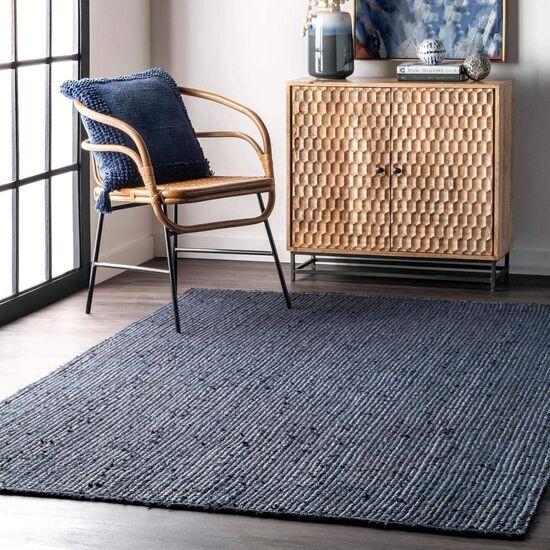 Tapis de jute bleu marine tressé à la main Tapis de jute de décoration intérieure en plusieurs tailles