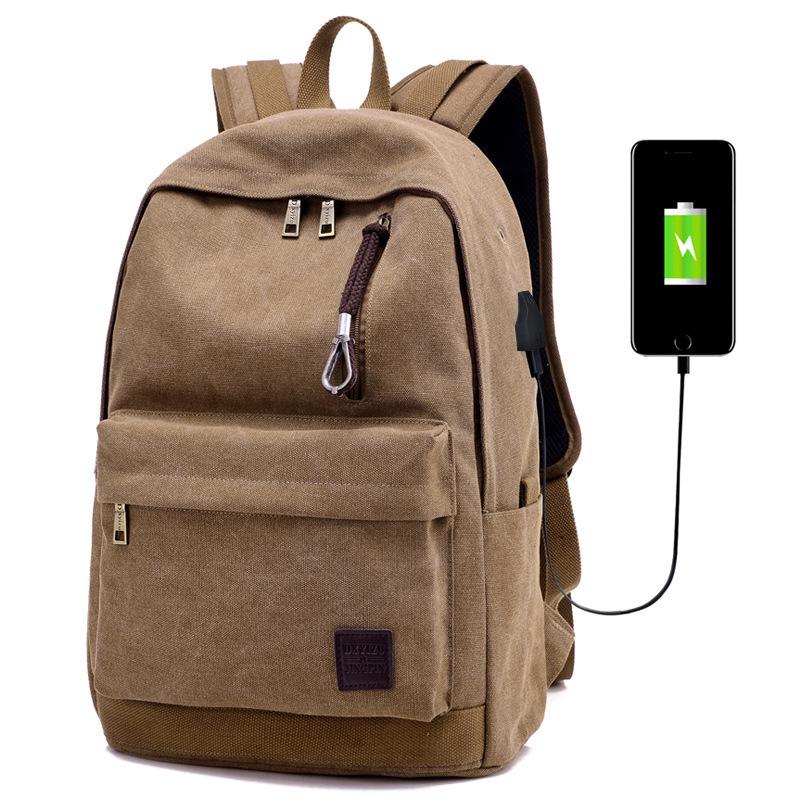 

New high school college student schoolbag outdoor travel bag men s backpack USB charging women s bag canvas bag trendy men s bag