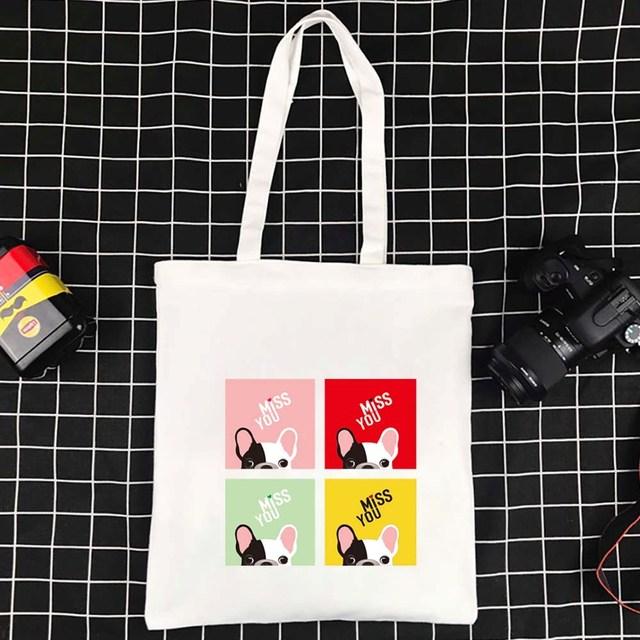 

Многоразовые сумки-тоут, складная сумка для покупок, экологически чистые сумки, новая большая сумка для покупок, женская сумка для покупок с узором собаки 31*36cm