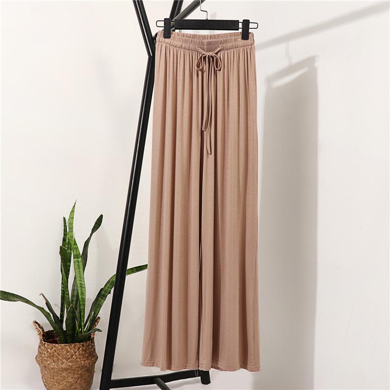 Pantalon large taille haute en soie glacée pour femme