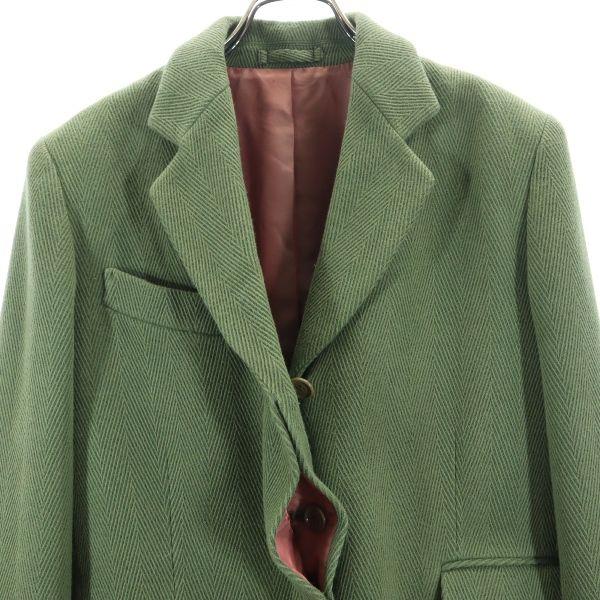 Paul Smith Wool Blend Herringbone Coat 40 Khaki Women Used