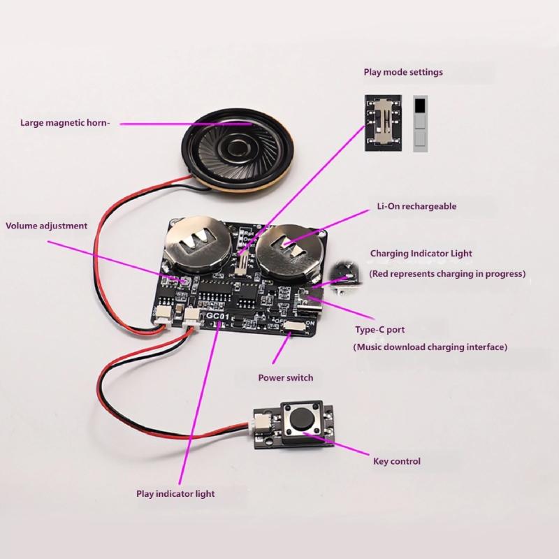 8MB Speicher Magnetischer Schalter Sprachaufnahmemodul Herunterladbares Soundmodul Einstellbar Für Kreative Projekte