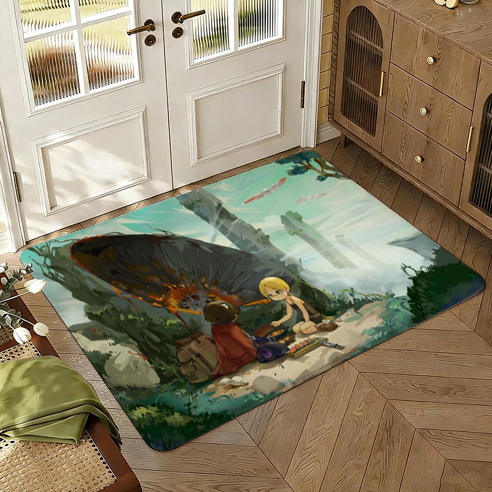 Made in abyss Floor Mat Soft Thickened Absorbent Non-Slip Bedroom Living Room Door Mat Home Decor Flannel Rugs