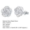 1 Pair Women Fashion Romantic Piercing Flower Shape Silver Plated Stud Earrings Jewelry for Party