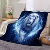 1pc Blue Flame Majesty Lion Blanket Cartoon Throw for Home Decor, Gift Idea, All Seasons Use .K011