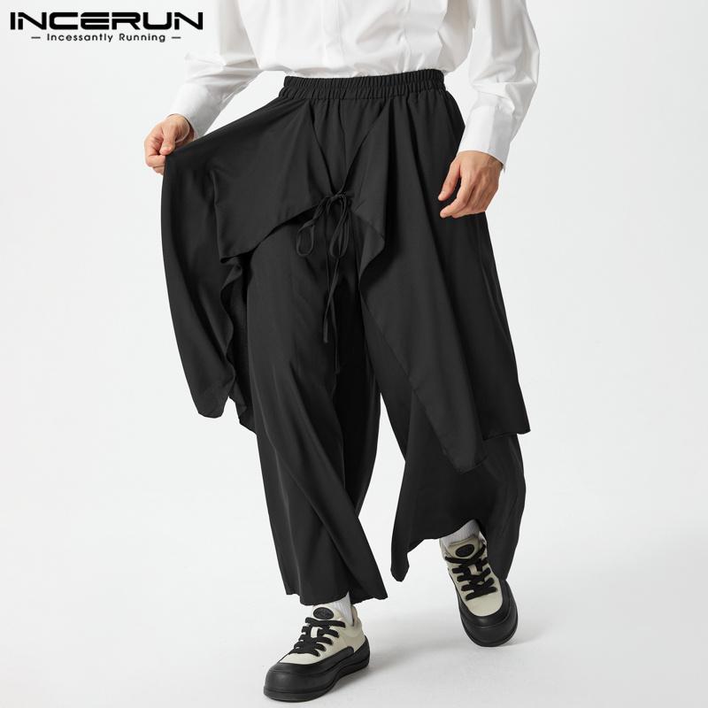 INCERUN Pánské elastické pasové sukně Kalhoty Bandáž Plisované gotické kalhoty Culottes