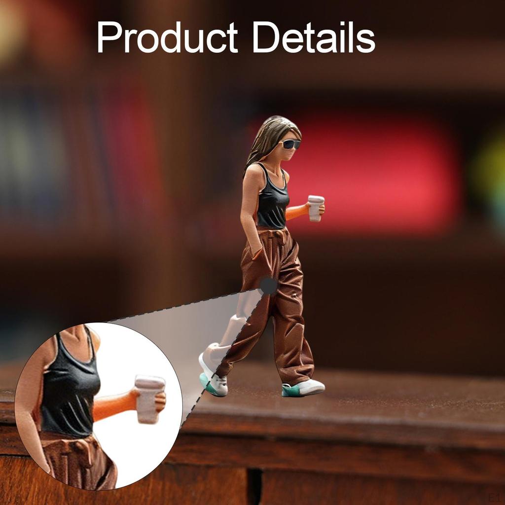 1/64 Scale Walking Girl Model Tiny People Stimulated Street Scene Decor for Train Layout